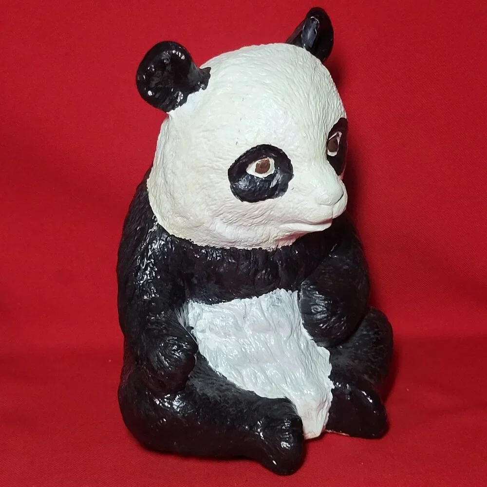 Vintage Panda Bear Piggy Bank Figurine Decor 8 Inch Tall